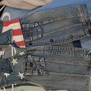 Denim vest flag sz small